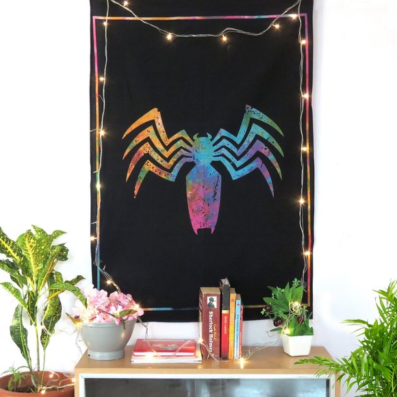 Oussum Wall Poster Tie Dye Multicolor Spider Print Halloween Decor Tapestry - Picture 1 of 4